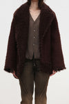 OUDE WAAG 25 Fall/Winter Teddy/Wool Patchwork Oversized Coat OW-OW-25AW-CT07W1BR440-KAFEI Coffee